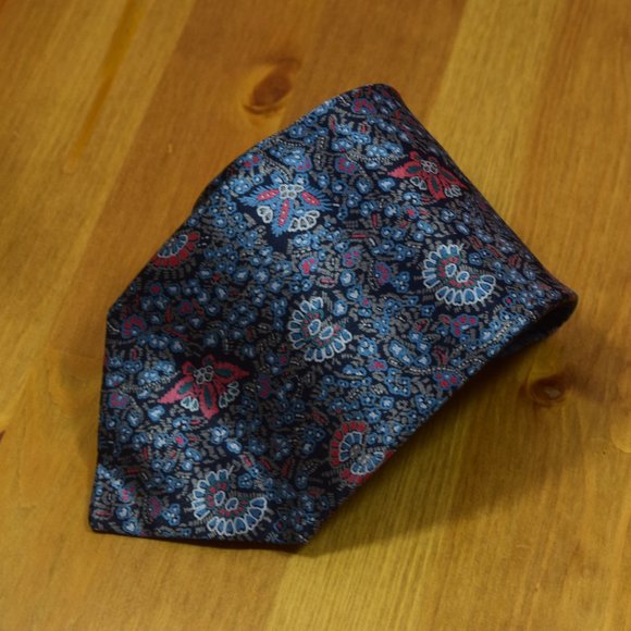 $450 BRIONI Rare Handmade Satin paisley Navy Blue Silk Tie / Pocket Square Set - Picture 15 of 16